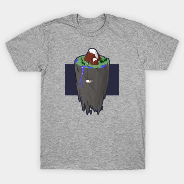 Floating Lo-Poly 3D Minimalist Island T-Shirt by CubeLab Media